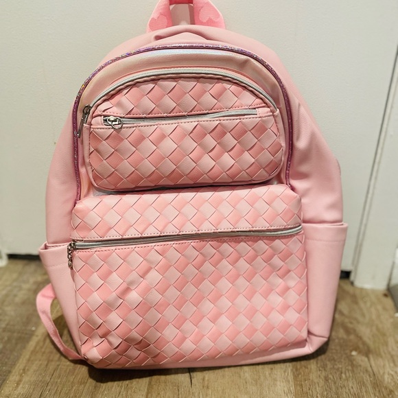 Accessories | Little Girls Pink Faux Leather Woven Backpack | Poshmark